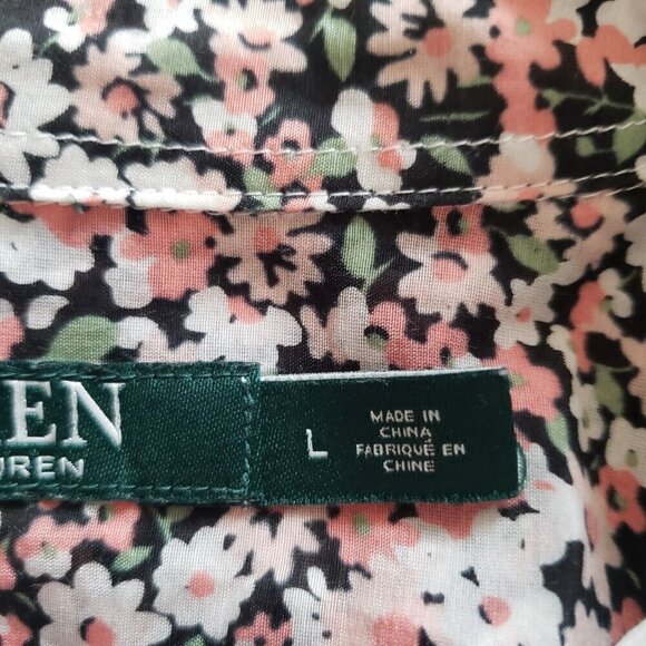 Ralph Lauren Girl's Blouse Silk Blend Floral Pink Button Up Shirt - Size Large - Picture 9 of 12